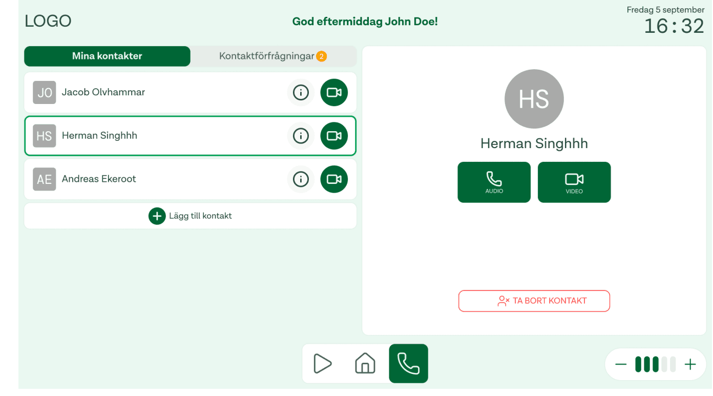 New contacts and video-call view in Bubblan's interface, with the reworked AAA-contrast color